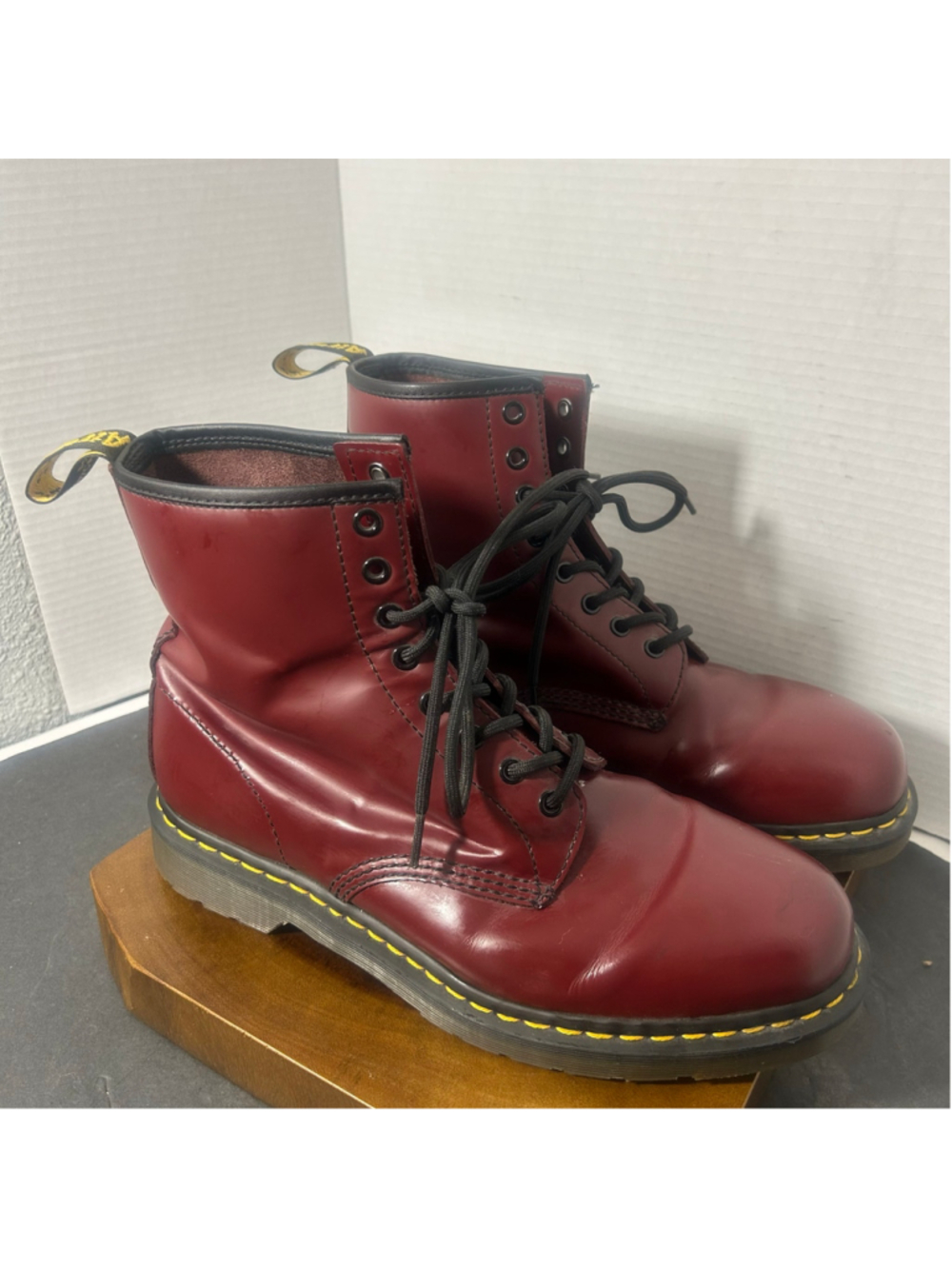 NEW Men's Dr. Martens Combat Boots 1460 Size 11 Red and Black Moto Grunge Fall